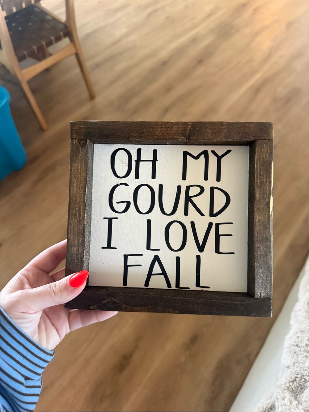 Rustic Brown and White 'Oh My Gourd I Love Fall' Wall Sign